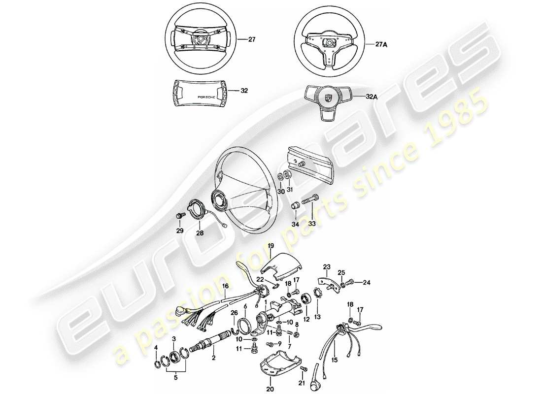 porsche 1979 (911) sterzo - accessori diagramma delle parti