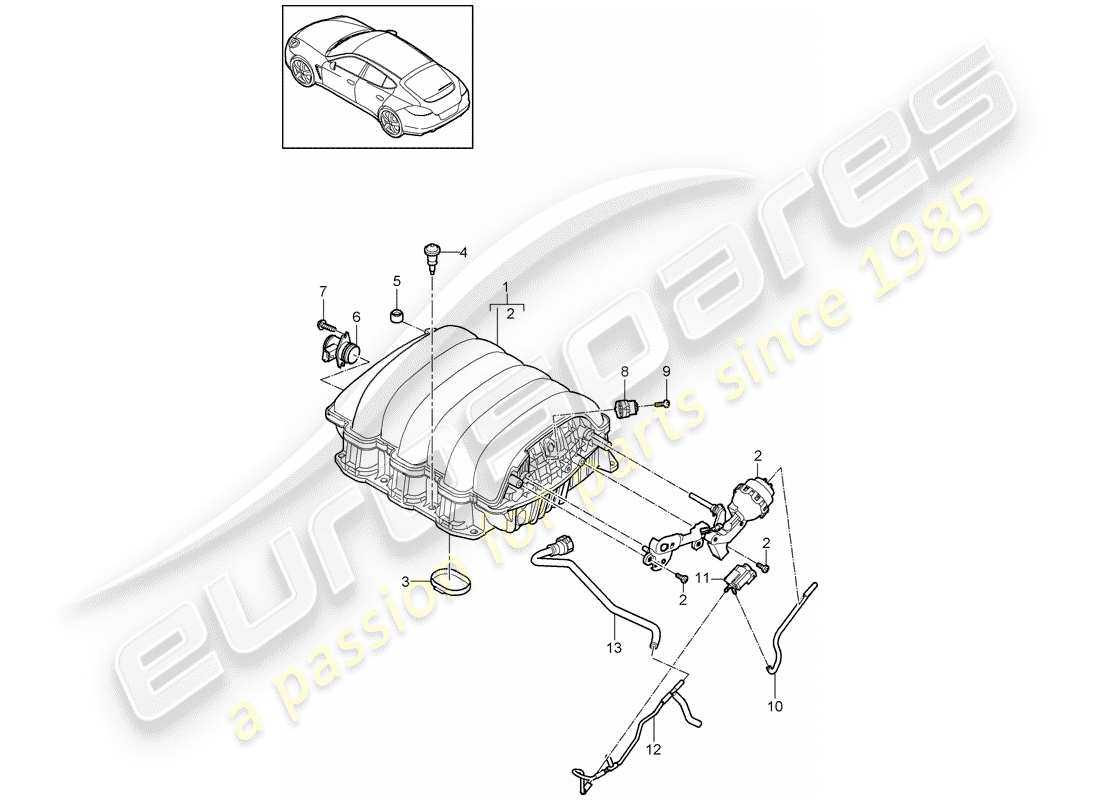 porsche 2015 (panamera 970) distributore aria aspirata schema delle parti