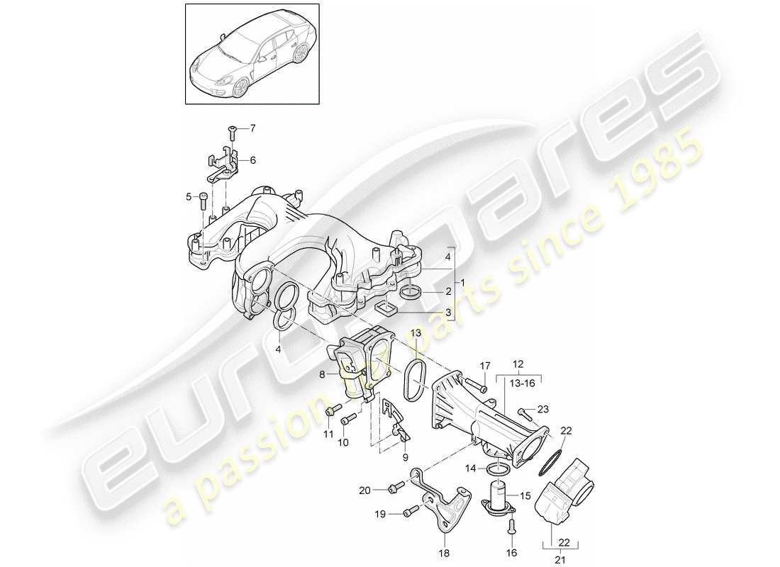 porsche 2015 (panamera 970) collettore di aspirazione schema delle parti