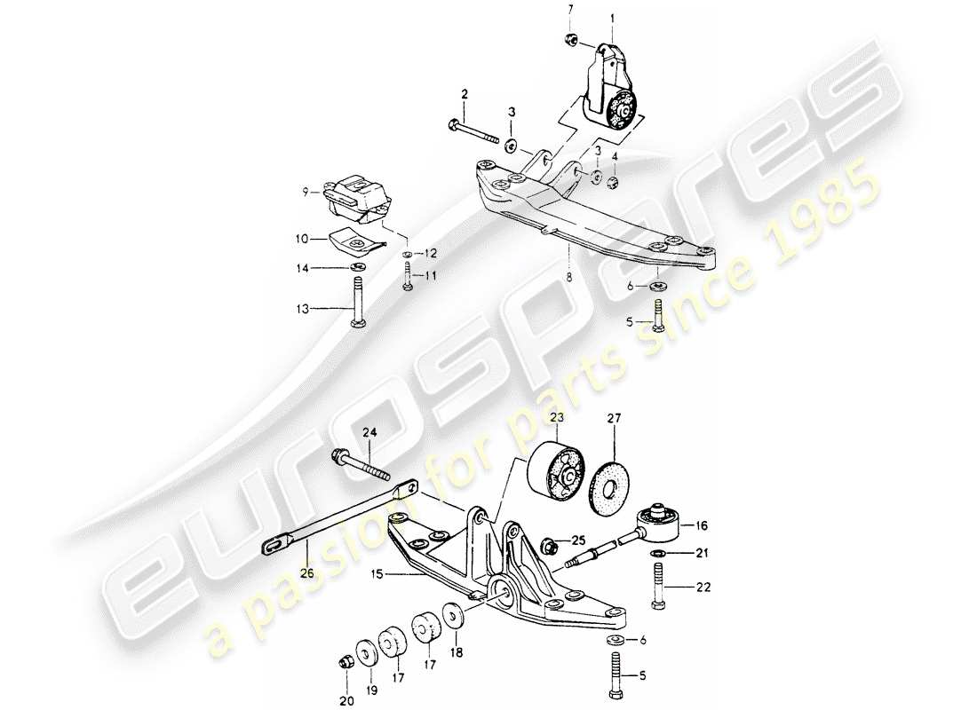 porsche 1990 (964) sospensione della trasmissione diagramma delle parti