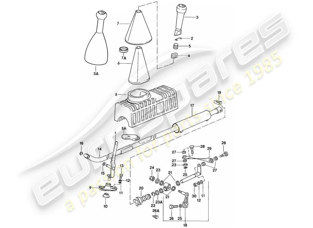 porsche 1986 (924s) meccanismo del cambio - per - cambio manuale diagramma delle parti