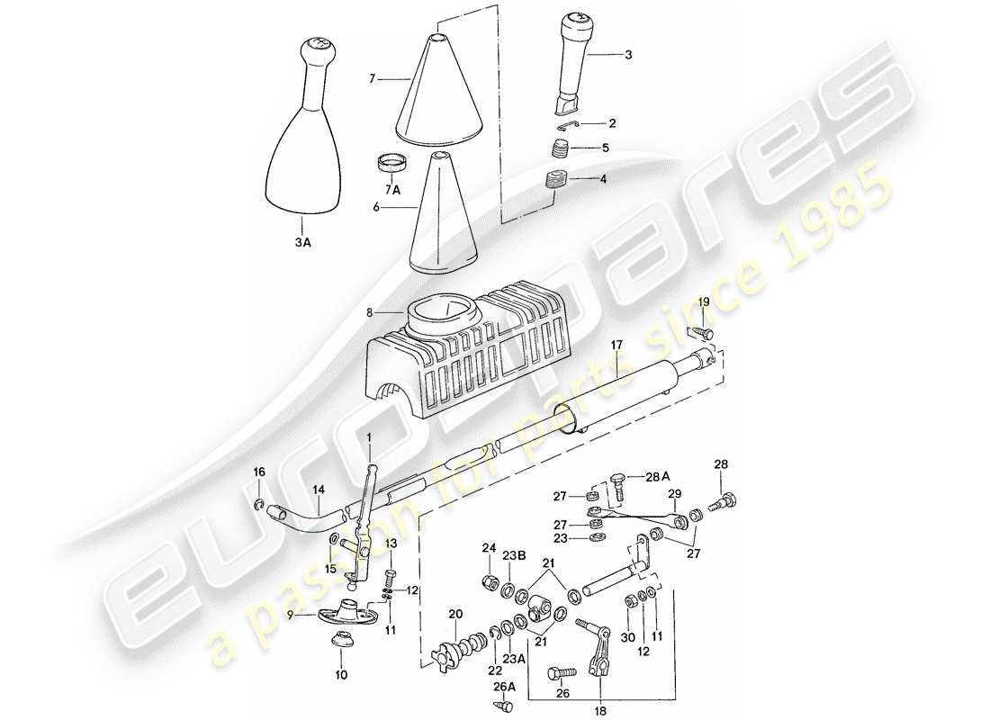 porsche 1990 (944) attuatore - per - cambio manuale diagramma delle parti