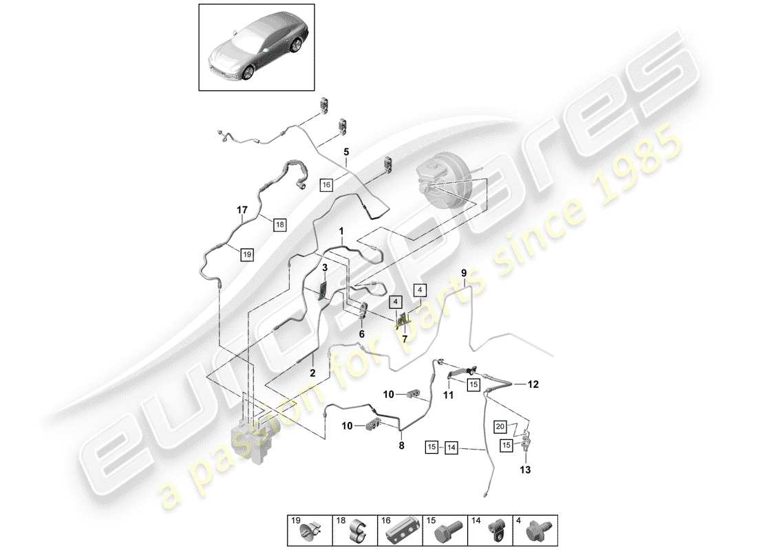 porsche 2017 (panamera 971-1) diagramma delle parti linea freno