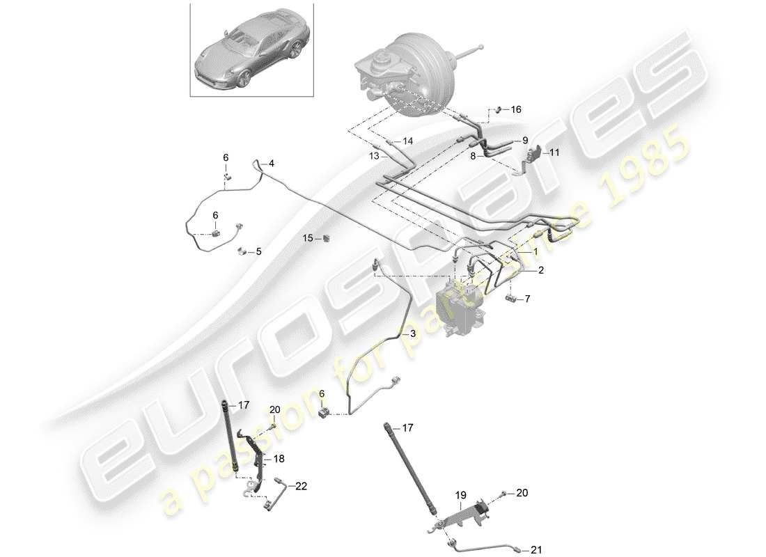 porsche 2016 (991-1 turbo) linea freno diagramma delle parti