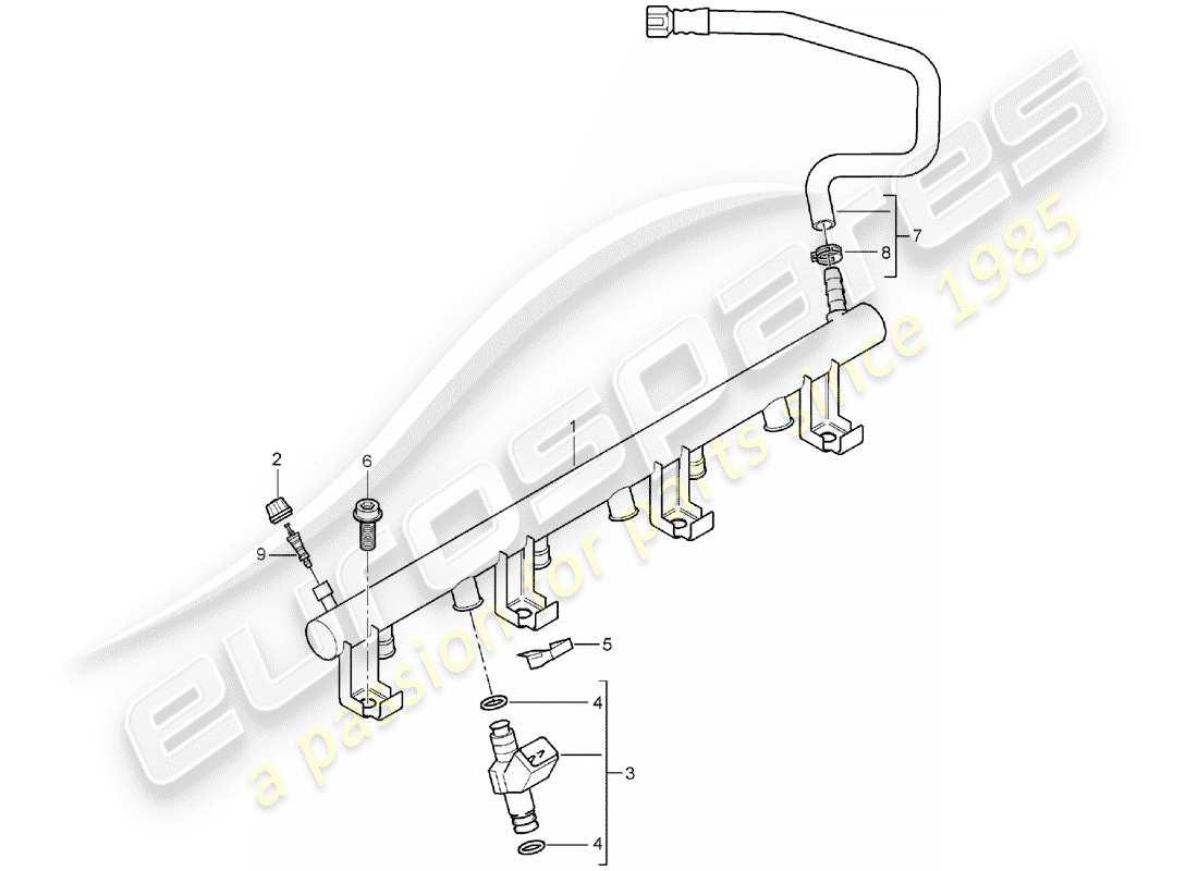 porsche 2005 (cayenne e1 9pa) tubo raccolta carburante schema delle parti