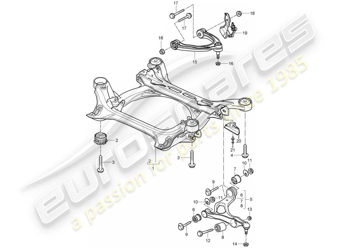porsche 2008 (cayenne e1 9pa) sottotelaio diagramma delle parti