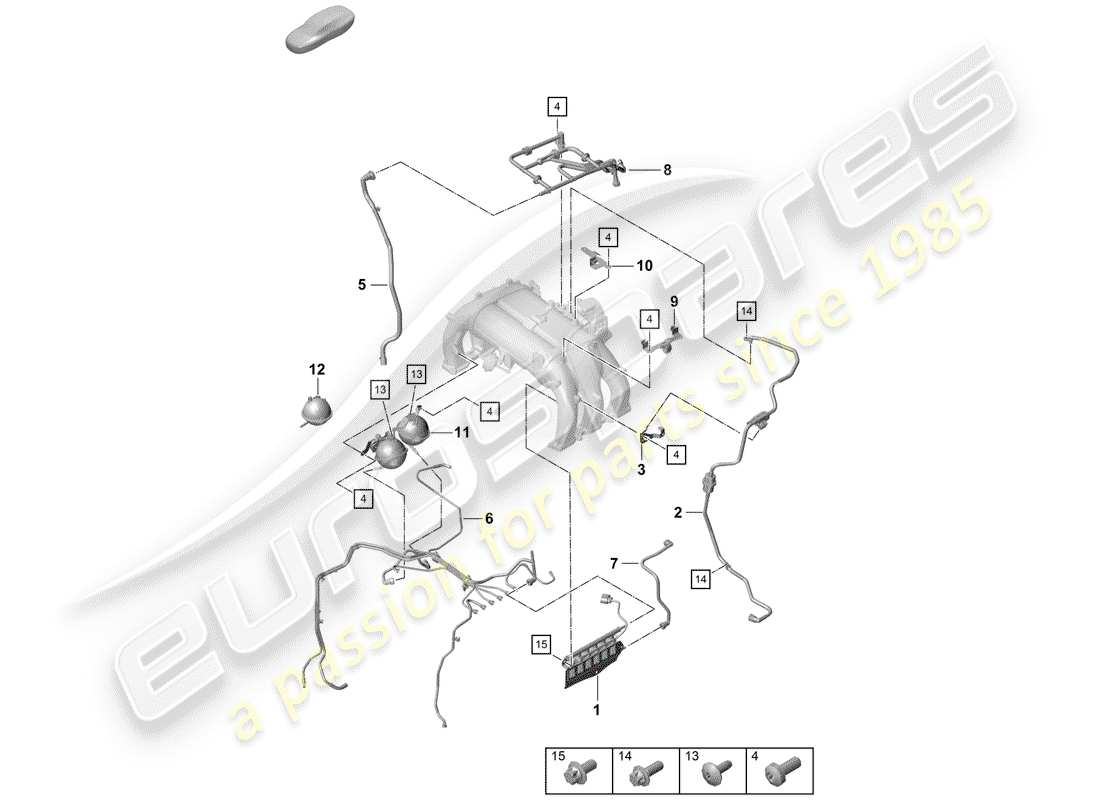 porsche 2019 (718 boxster spyder) schema delle parti del sistema di vuoto
