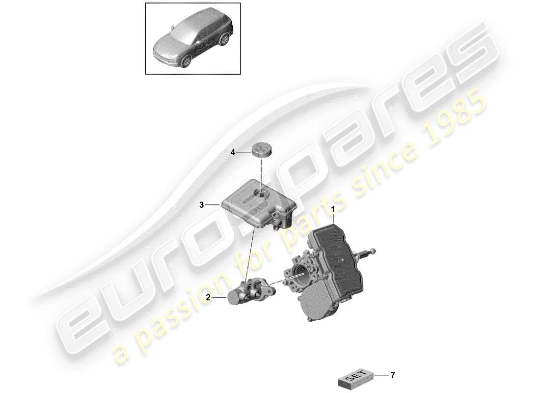 porsche 2020 (cayenne e3 9ya/9yb) pompa freno tandem schema delle parti