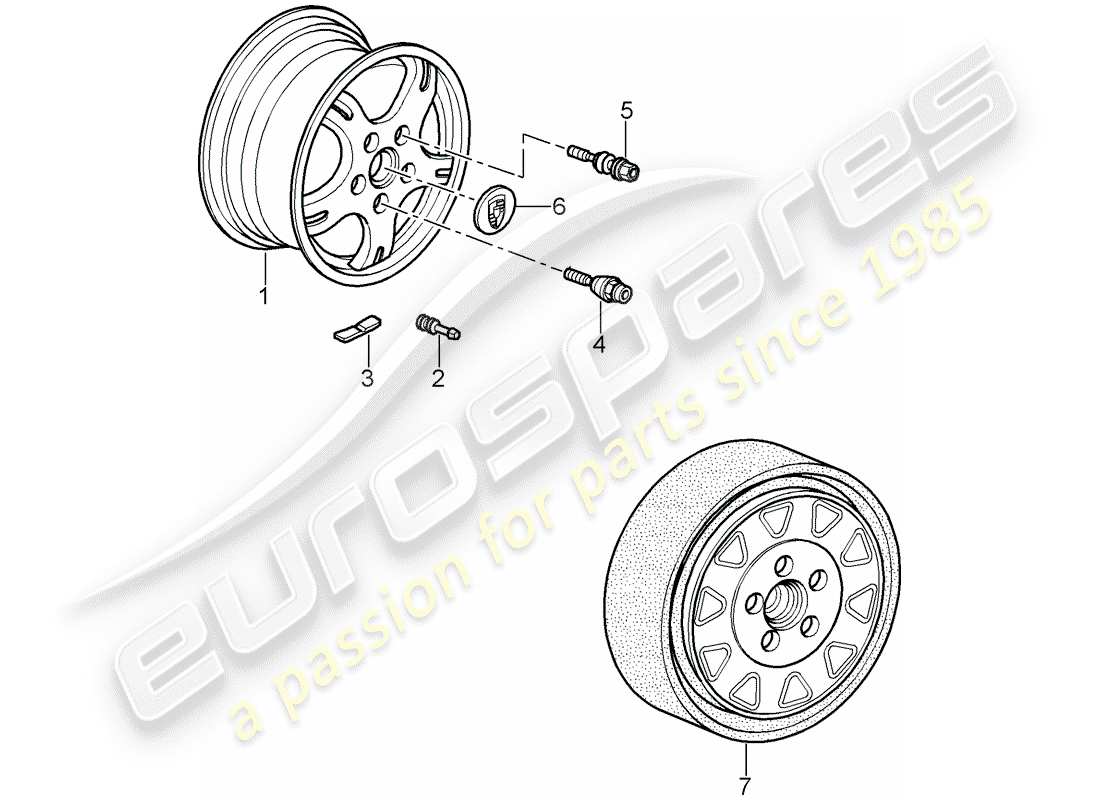 porsche 2006 (987 cayman) ruote diagramma delle parti