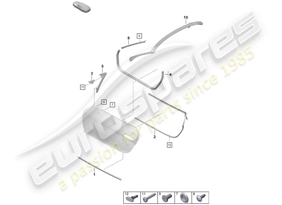 porsche 2019 (718 boxster spyder) guarnizione della porta diagramma delle parti