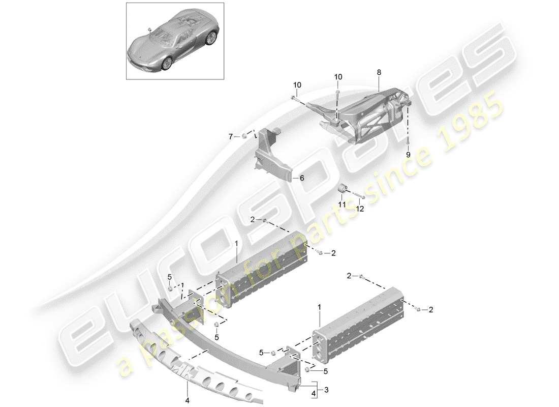 porsche 2015 (918 spyder) schema delle parti frontale
