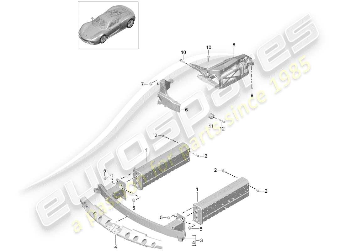 porsche 918 spyder (2015) schema delle parti frontale