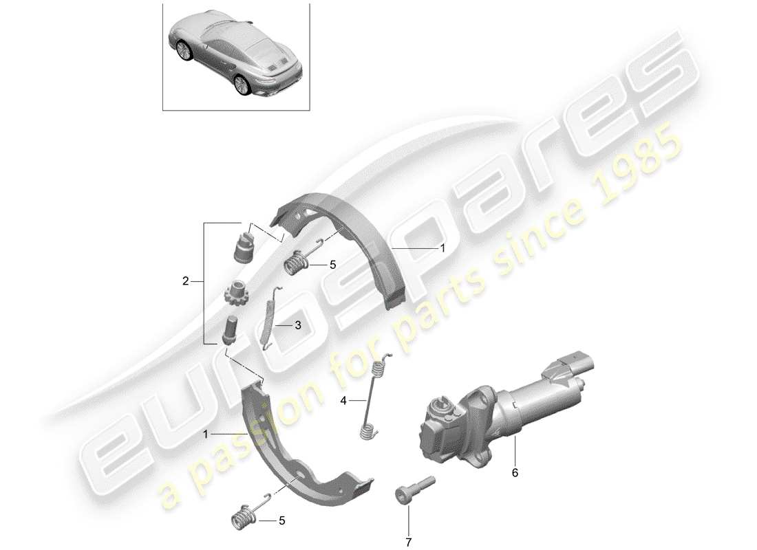 porsche 2016 (991-1 turbo) schema delle parti del freno di stazionamento
