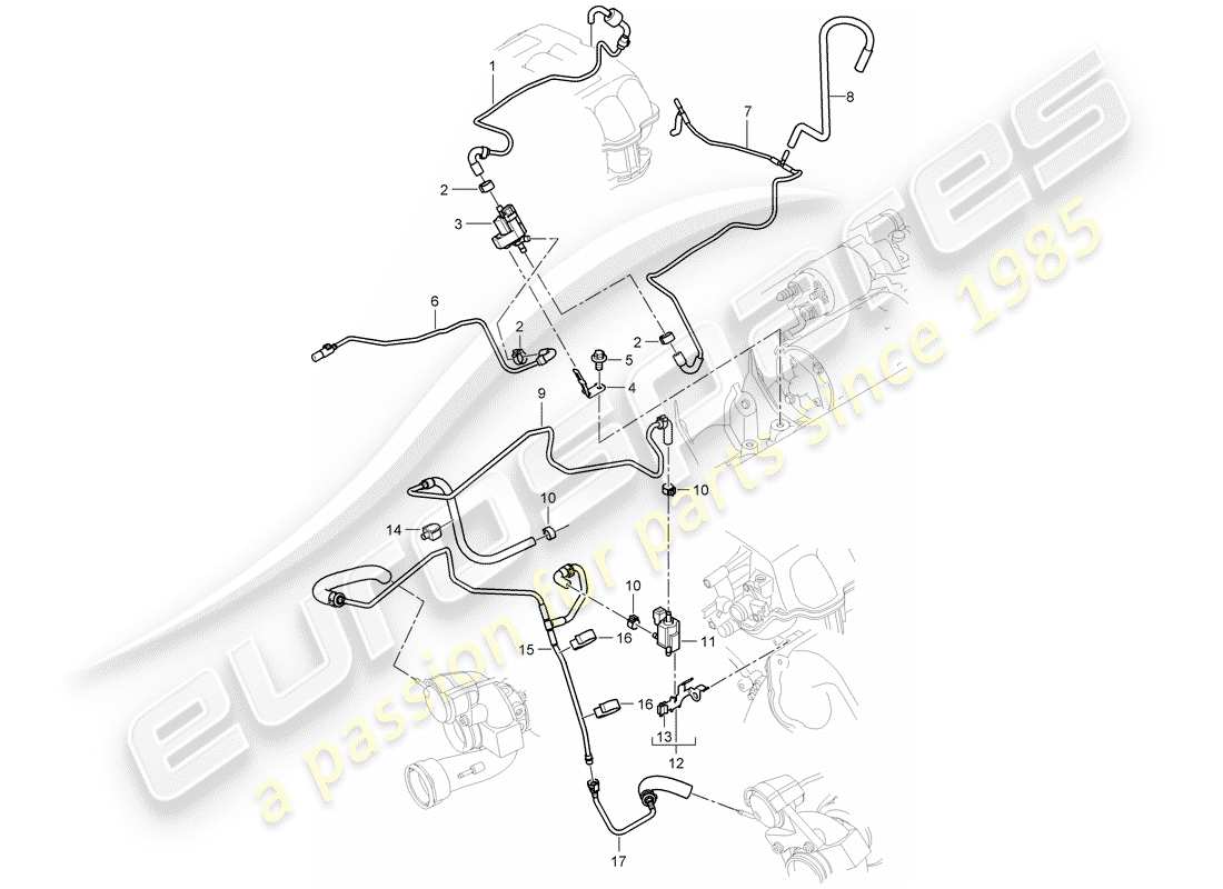 porsche 2007 (cayenne e1 9pa) linea di controllo diagramma delle parti