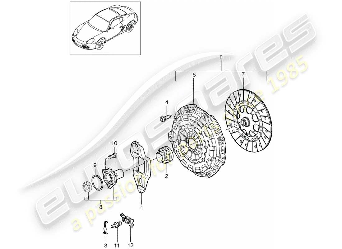 porsche 2008 (987 cayman) frizione diagramma delle parti