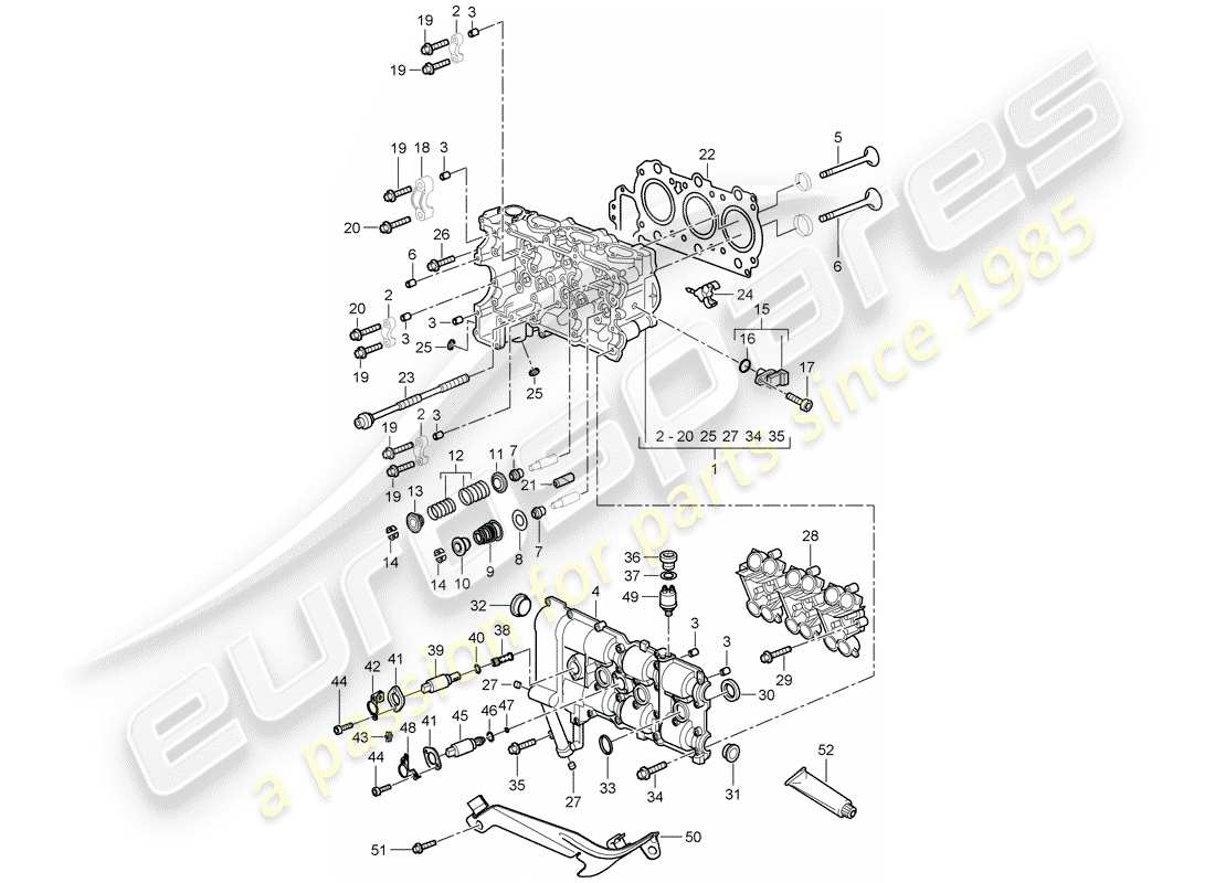 porsche 2008 (987 cayman) testata diagramma delle parti
