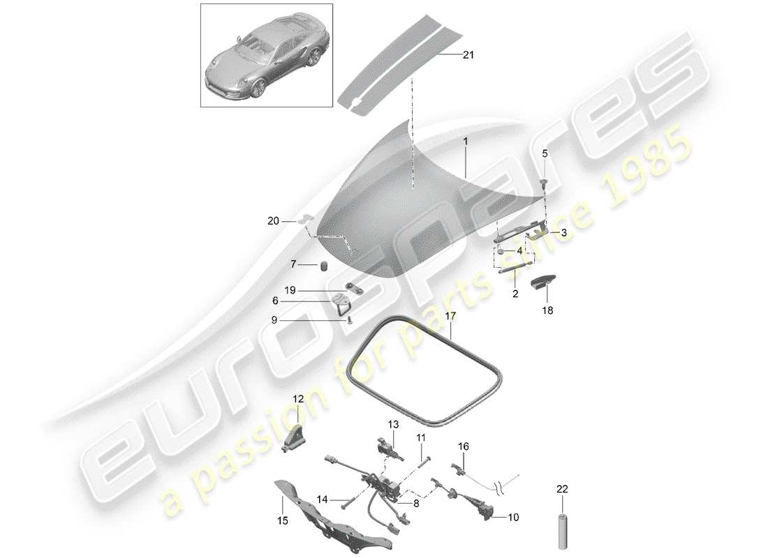 porsche 2016 (991-1 turbo) copertina diagramma delle parti
