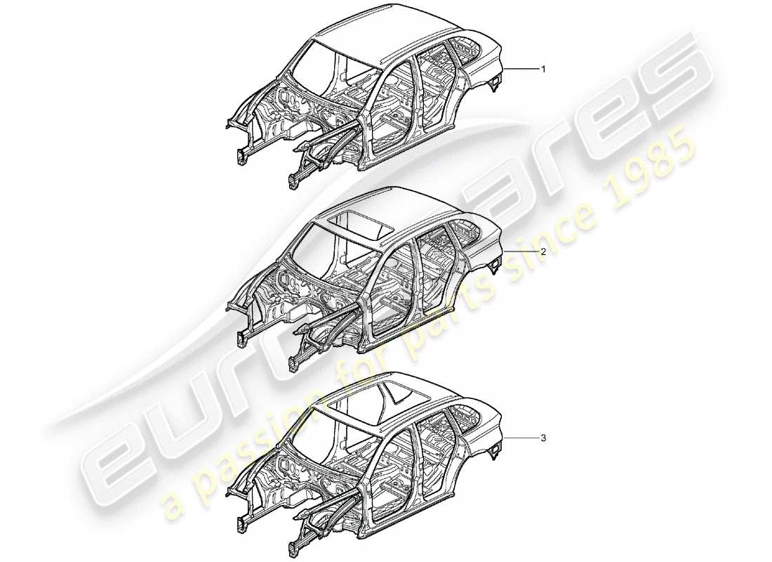 porsche 2004 (cayenne e1 9pa) schema delle parti della carrozzeria