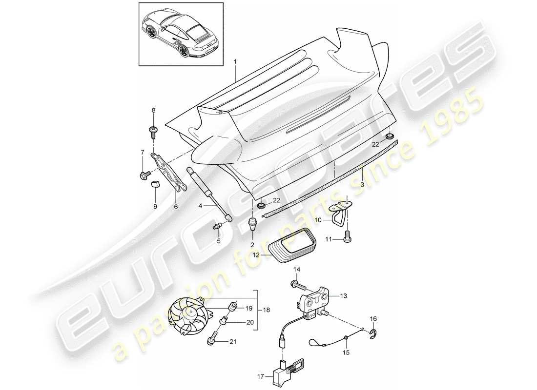porsche 2011 (997-2 turbo / gt2 rs) copertina diagramma delle parti