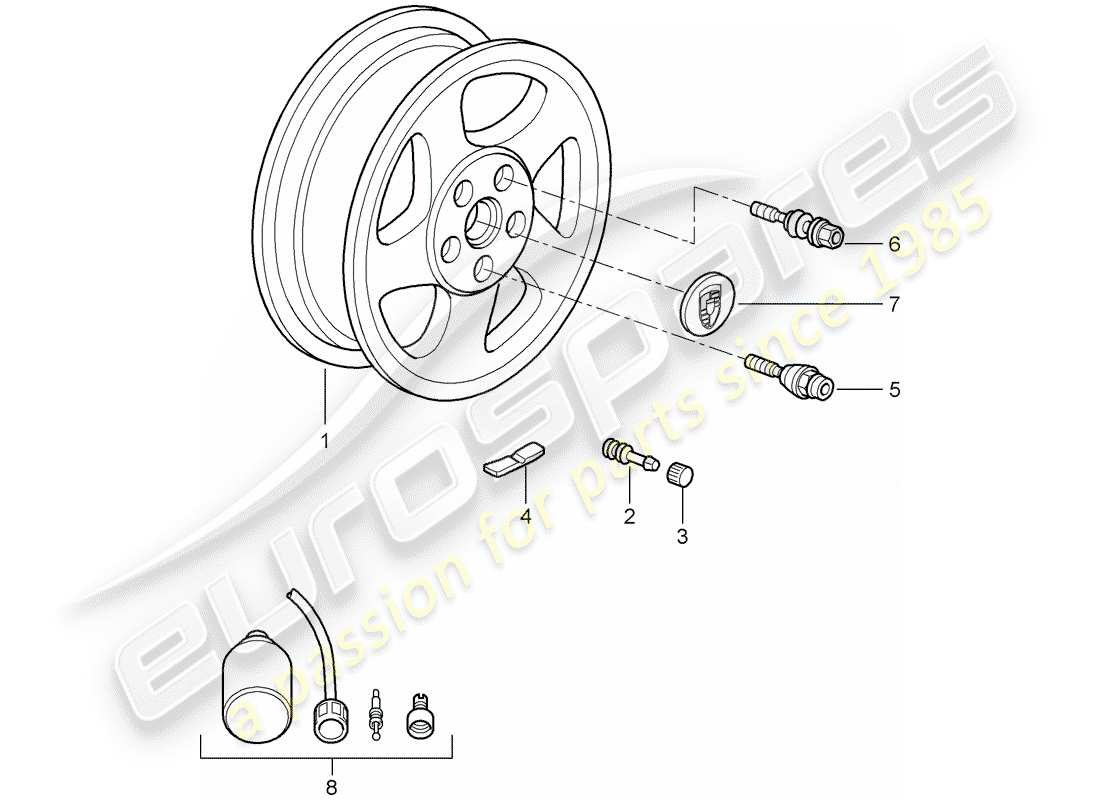 porsche 2009 997-2 turbo / gt2 ruote diagramma delle parti