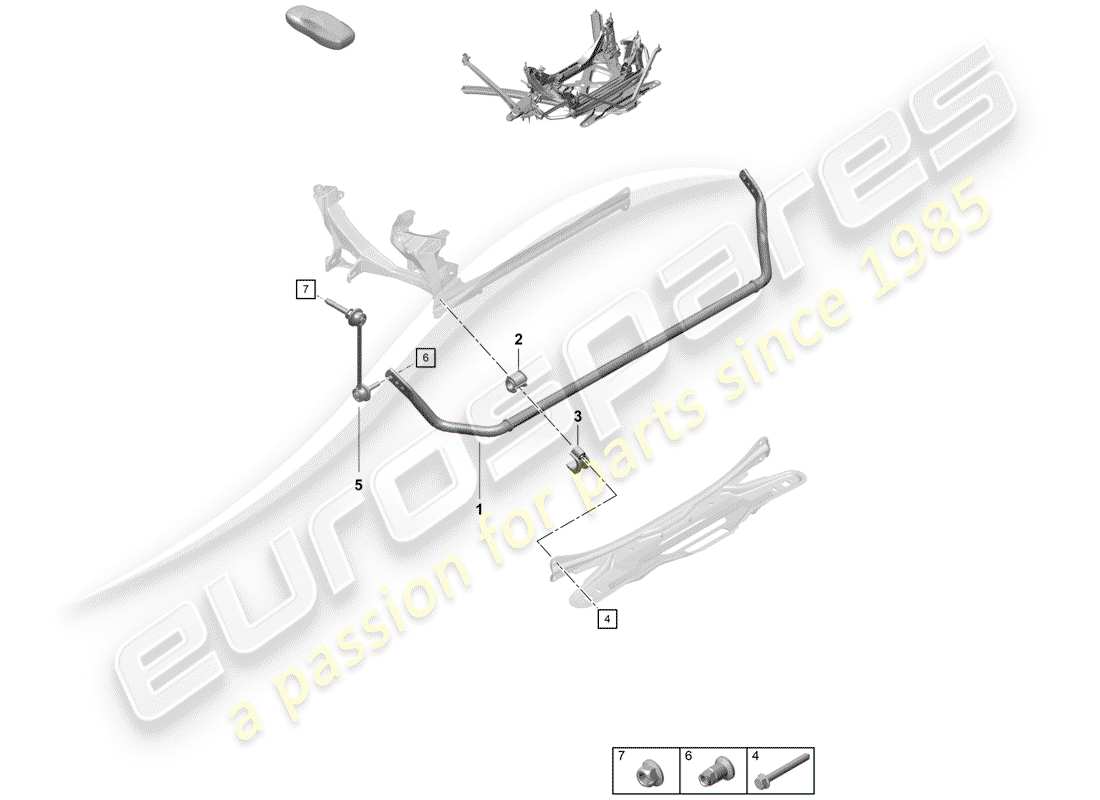porsche 2019 (718 boxster spyder) diagramma delle parti stabilizzatore