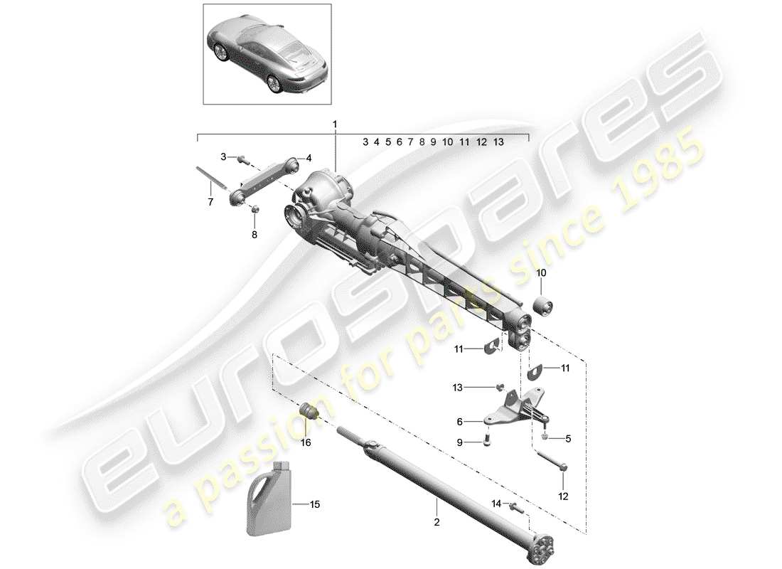 porsche 2013 (991-1) differenziale assale anteriore schema delle parti