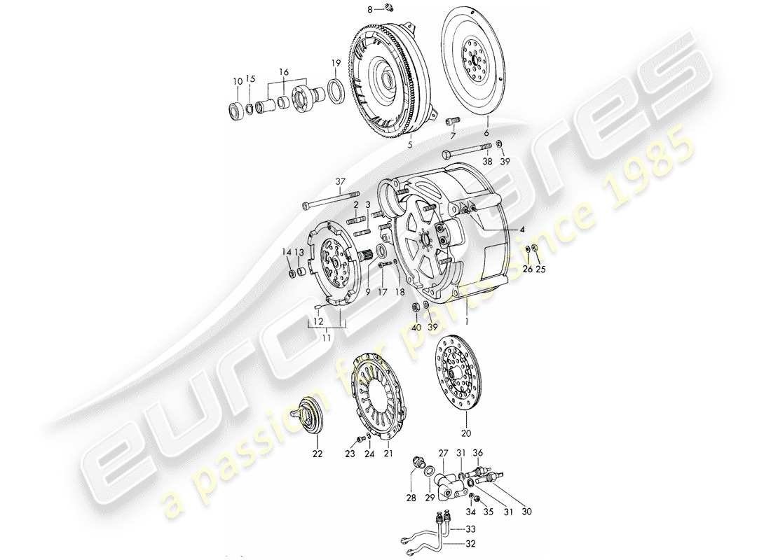 porsche 1966 (911/912) convertitore di coppia e alloggiamento del convertitore - sportomatic schema delle parti
