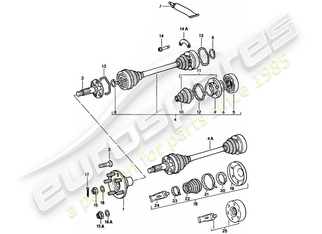 porsche 1985 (911) albero di trasmissione diagramma delle parti