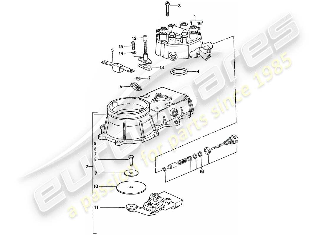 porsche 1983 (911) unità di controllo miscela diagramma delle parti