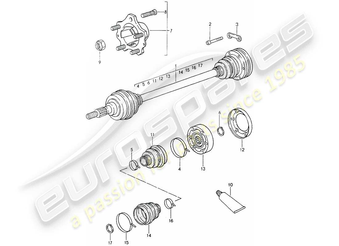 porsche 1994 (964) albero motore - mozzo ruota posteriore diagramma delle parti