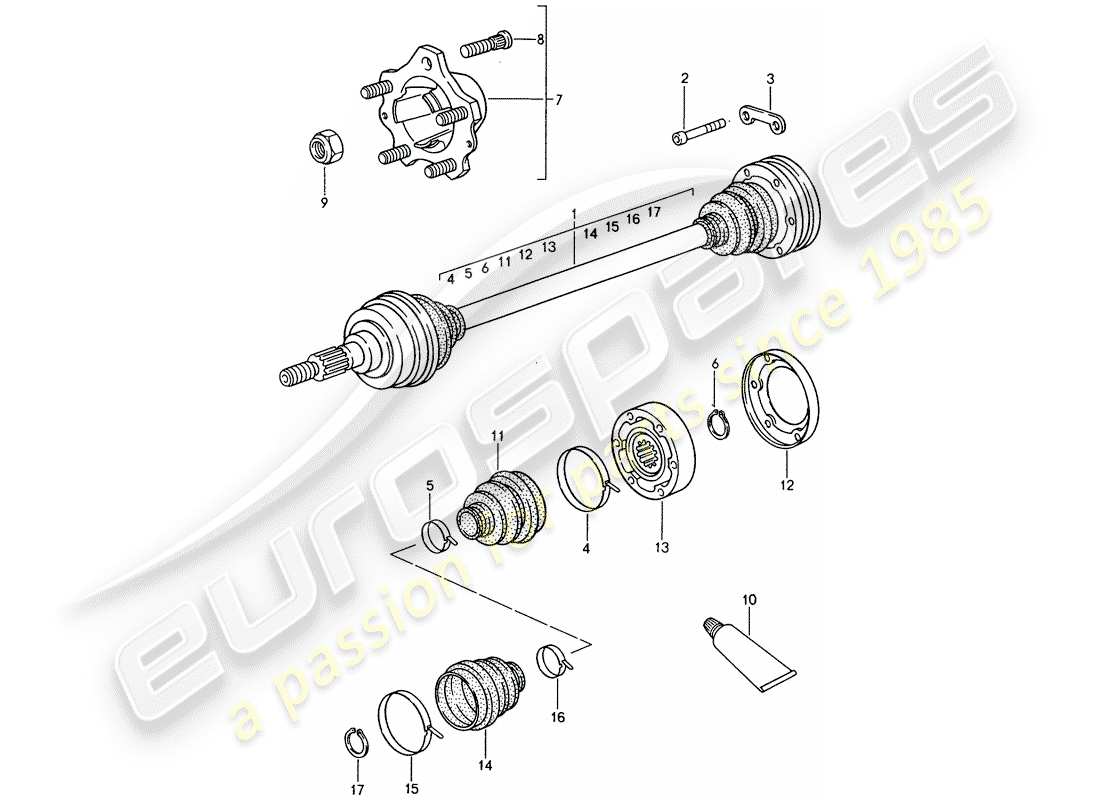 porsche 1994 (993) albero motore - mozzo ruota posteriore diagramma delle parti