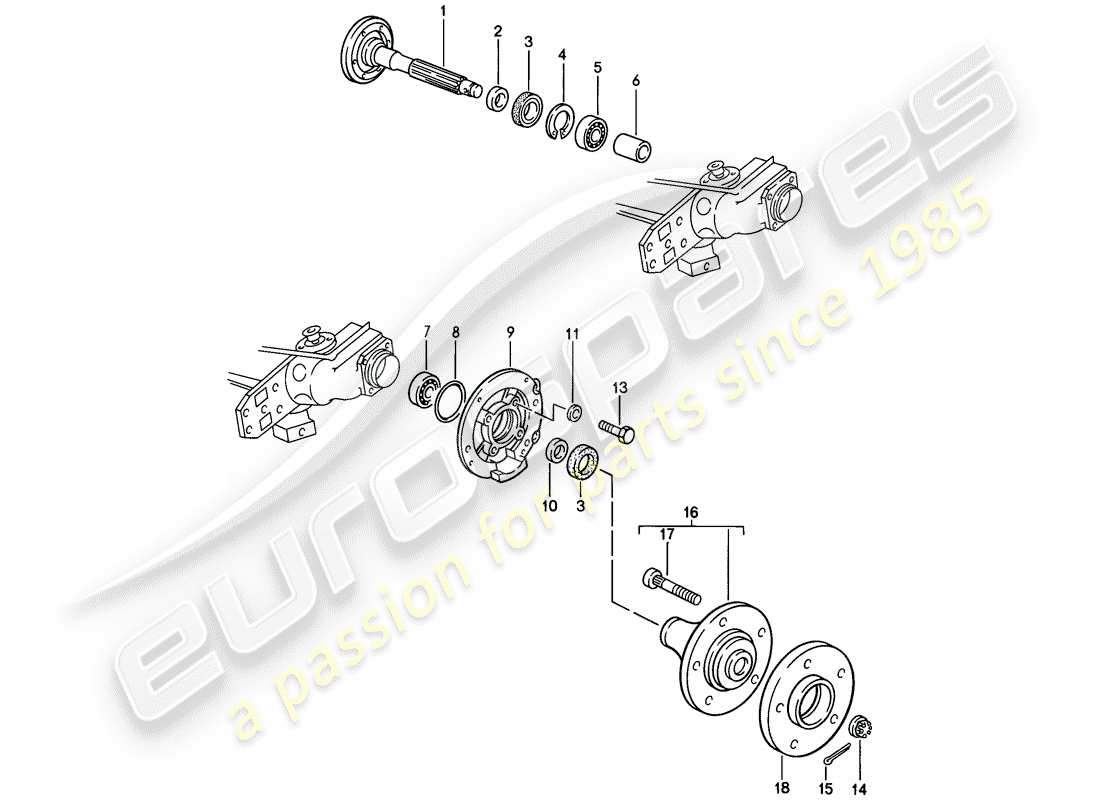 porsche 1982 (944) albero ruota posteriore - lubrificanti diagramma delle parti