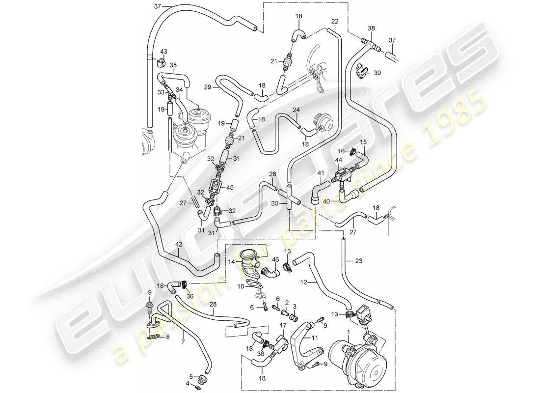 porsche 2004 (996 turbo / gt2) iniezione aria diagramma delle parti