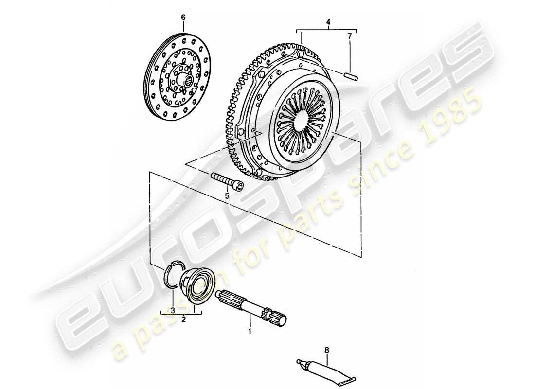 porsche 1993 (928) cambio manuale - frizione diagramma delle parti