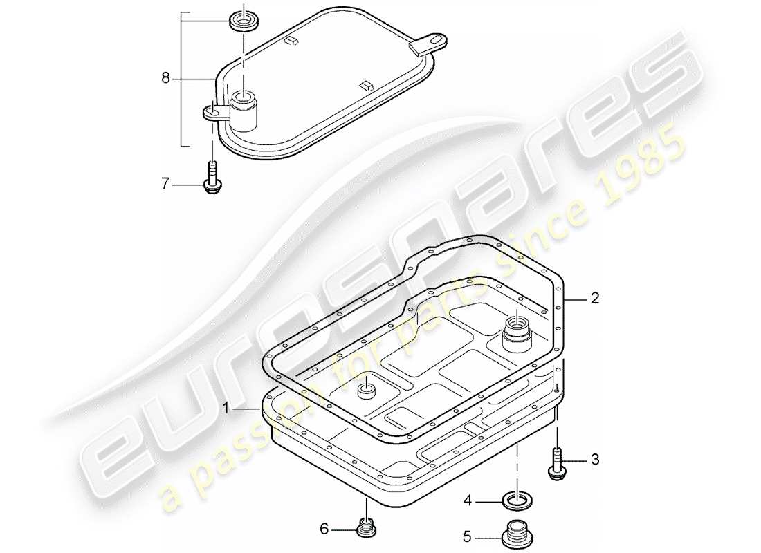 porsche 1997 (986 boxster) tiptronic - - filtro olio - coppa olio schema delle parti