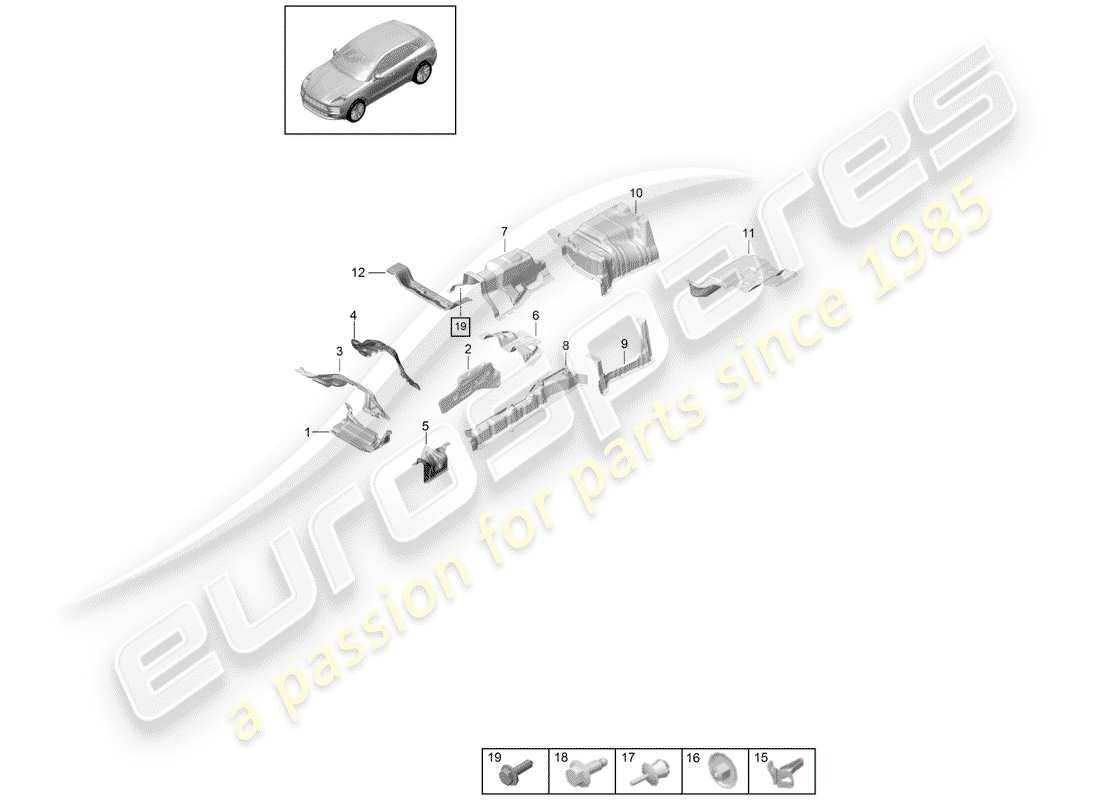 porsche 2019 (macan) liner diagramma delle parti