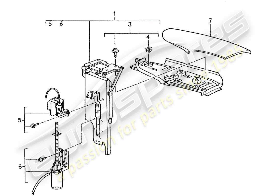 porsche 1998 (996) flap - tetto convertibile diagramma delle parti