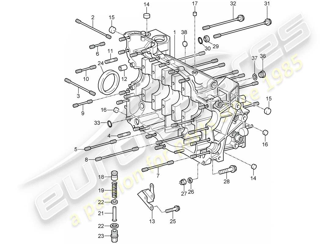 porsche 2007 (997-1 gt3) basamento diagramma delle parti