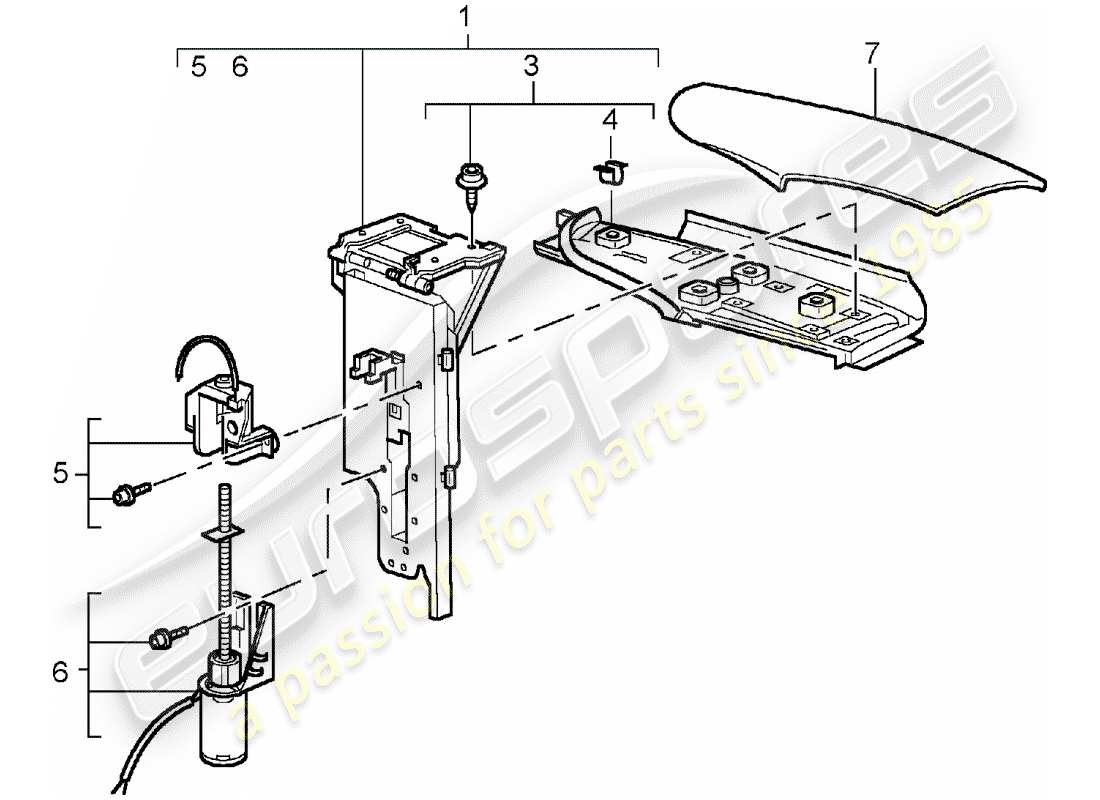 porsche 2003 (996 turbo / gt2) patta - parte superiore pieghevole schema delle parti