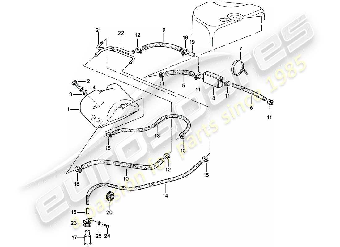 porsche 1989 (911) ventilazione del serbatoio diagramma delle parti