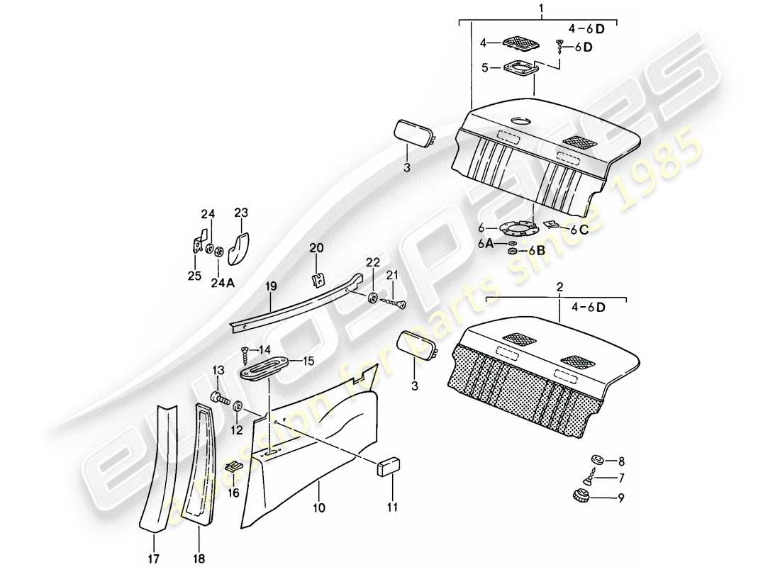 porsche 1987 (911) attrezzature interne diagramma delle parti