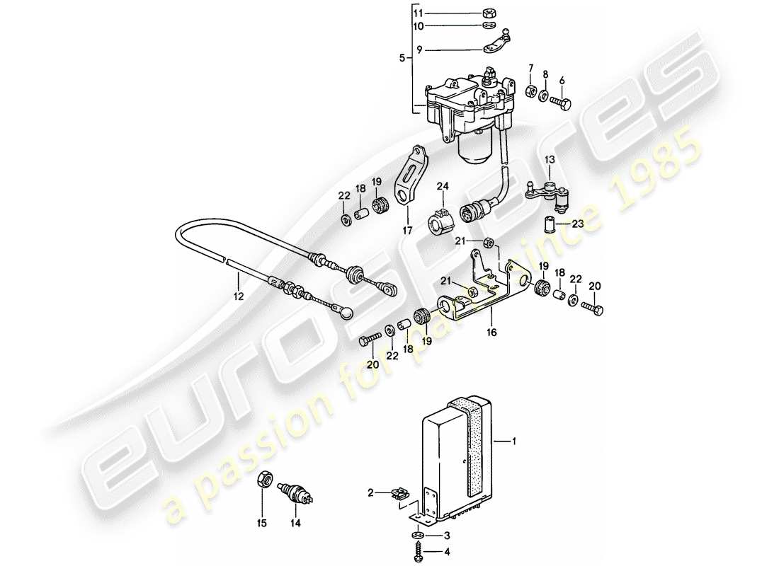 porsche 1982 (944) sistema di controllo della velocità di crociera diagramma delle parti
