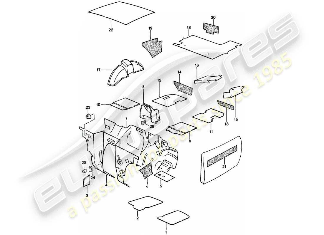 porsche 1983 (944) assorbitore acustico diagramma delle parti