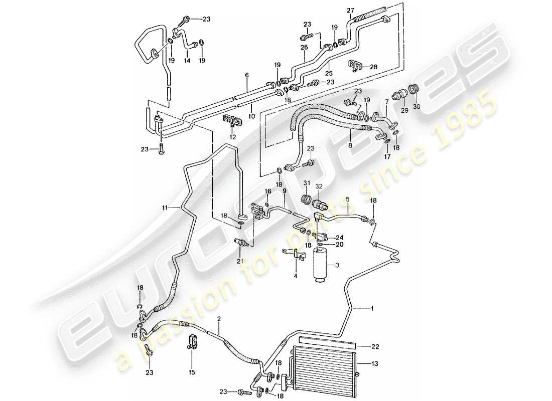 porsche 2005 (996) circuito frigorifero diagramma delle parti