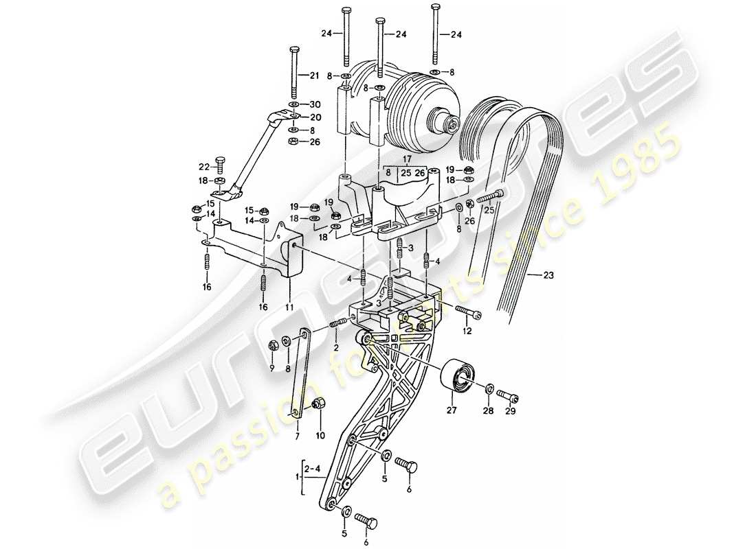 porsche 964 (1994) compressore - montaggio - meccanismo di azionamento schema delle parti