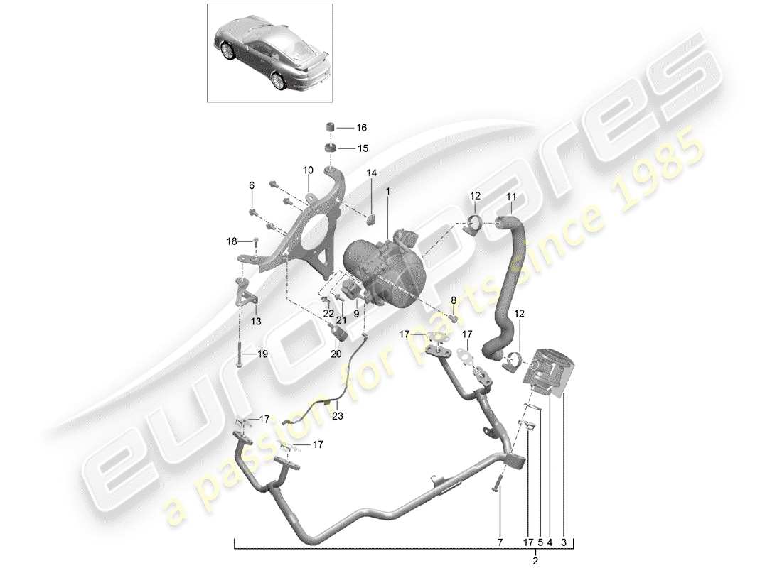 porsche 2020 (991-2 r/gt3/rs) schema delle parti della pompa aria secondaria