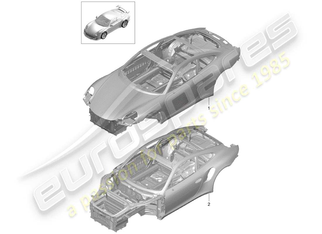 porsche 991r/gt3/rs (2020) schema delle parti della carrozzeria