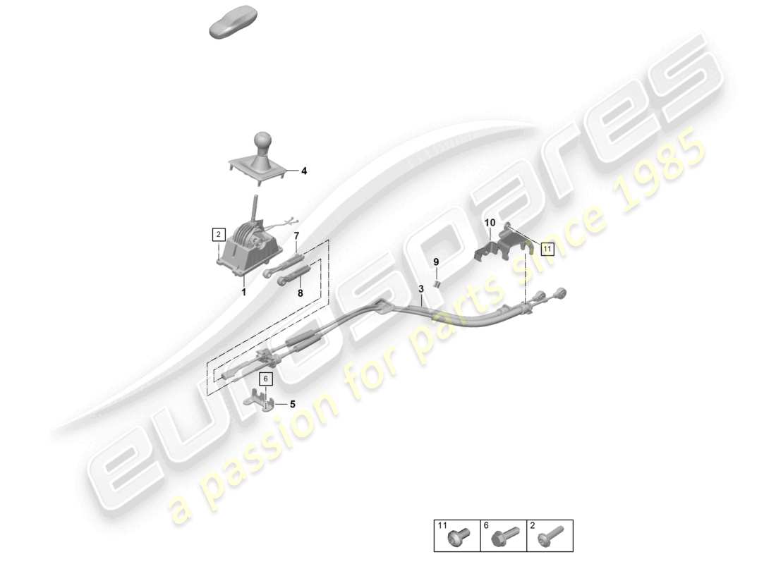 porsche 2019 (992-1) meccanismo selettore 7-speed trasmissione manuale diagramma delle parti