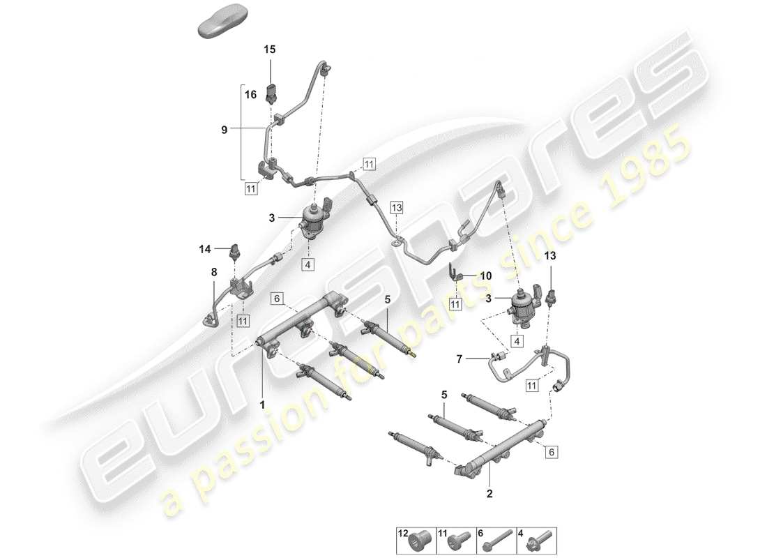 porsche 2019 (992-1) schema delle parti del sistema di iniezione