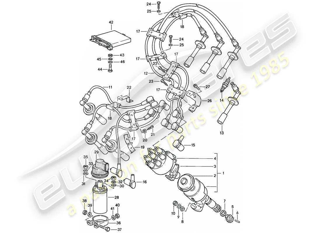porsche 1986 (911) impianto elettrico del motore 2 diagramma delle parti